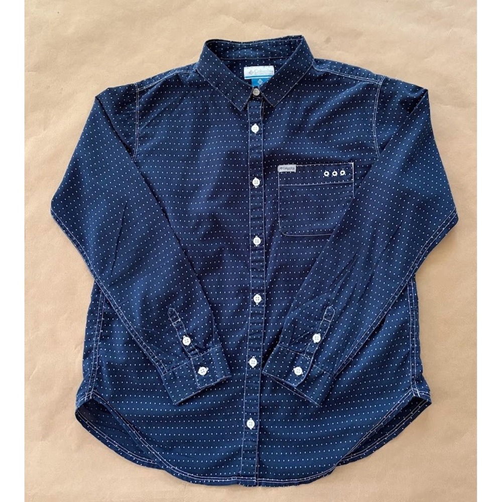 Columbia Sportswear PFG Fishing Shirt Womens XS Navy Blue Button Up Outdoorsy
